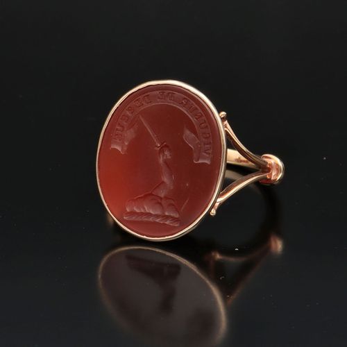 Georgian Intaglio 15ct Rose Gold ‘Strength From Above’ Ring image-3