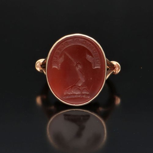 Georgian Intaglio 15ct Rose Gold ‘Strength From Above’ Ring image-2