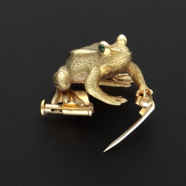 18ct Gold and Emerald Frog Brooch
