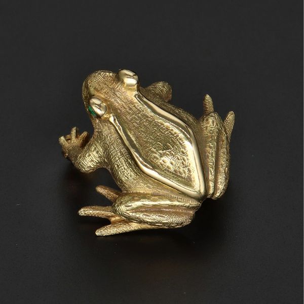18ct Gold and Emerald Frog Brooch