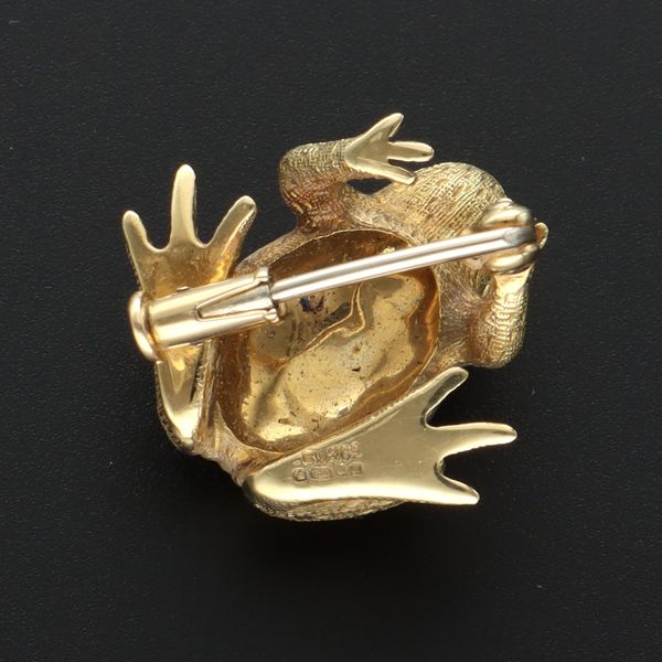 18ct Gold and Emerald Frog Brooch
