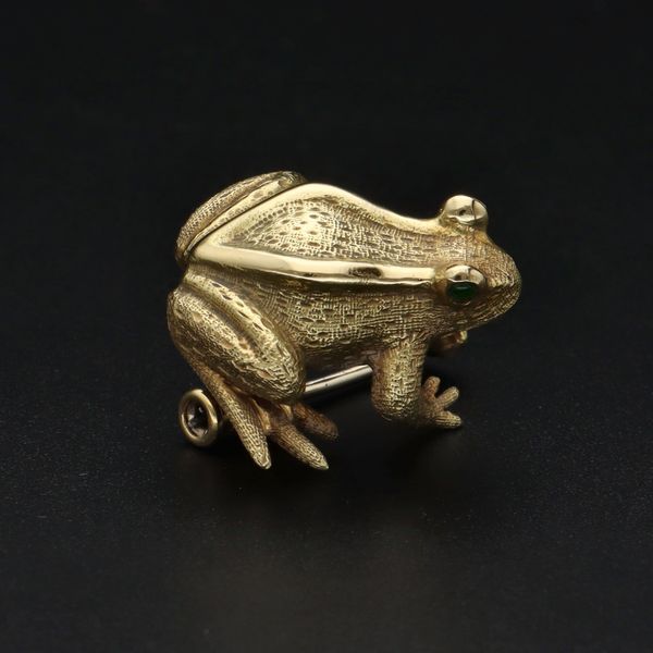 18ct Gold and Emerald Frog Brooch