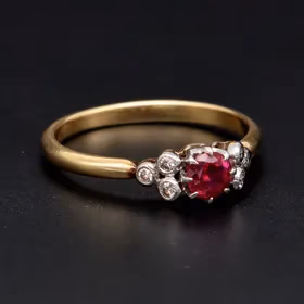 18ct Gold Platinum Ruby Diamond Ring