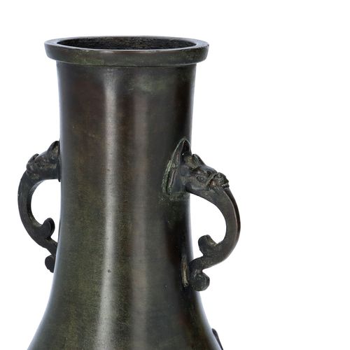 Unusual Late Ming Dynasty Bronze and Cloissone Enamel Vase image-3