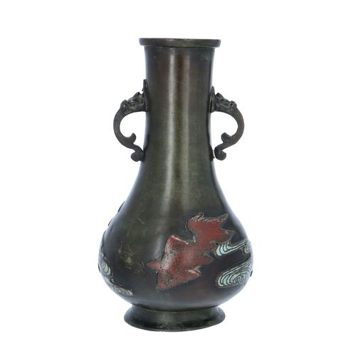 Unusual Late Ming Dynasty Bronze and Cloissone Enamel Vase image-2