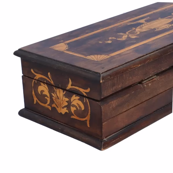 19th Century Inlaid Walnut Ladies Glove Box