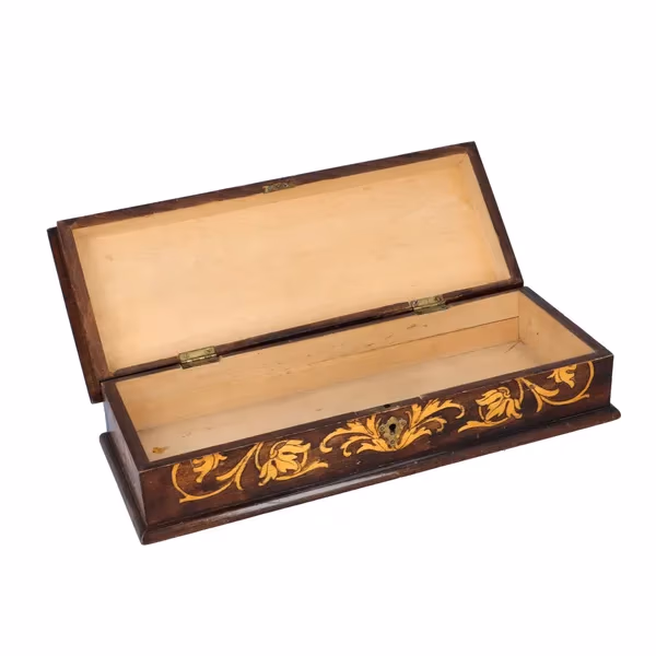 19th Century Inlaid Walnut Ladies Glove Box