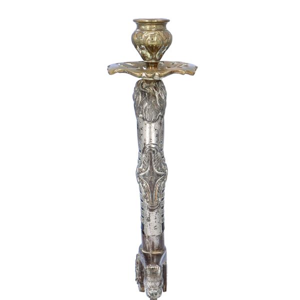 Pair of Brass Military Sword Candlesticks