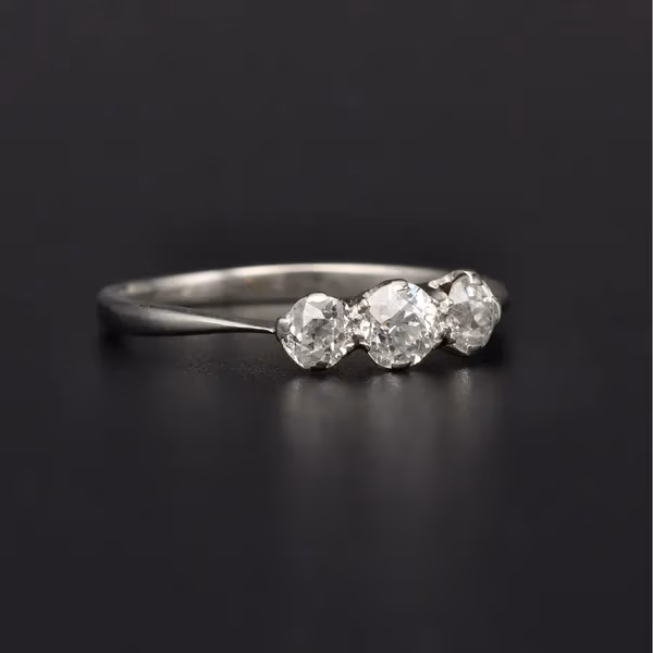 Antique Platinum Old Cut Diamond Ring