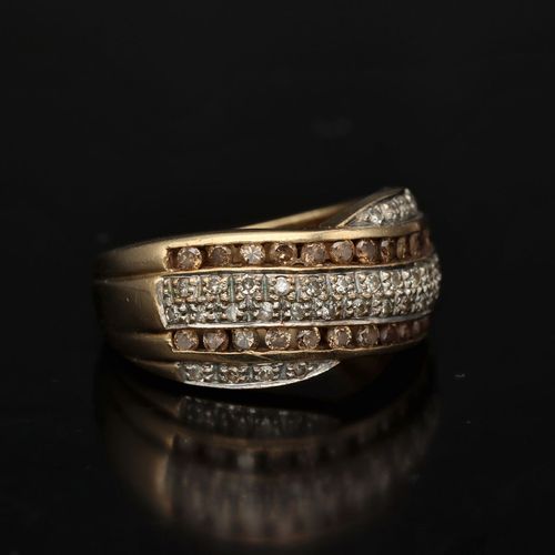 9ct Gold Champagne Diamond Ring image-1