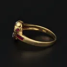 18ct Yellow Gold Diamond & Ruby Heart Ring