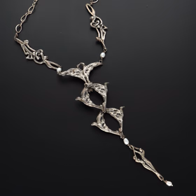 Harriet Forman Barrett Cast Silver Figural Necklace