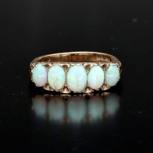 Edwardian 9ct Gold Five Stone Opal Ring image-2