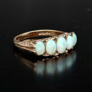 Edwardian 9ct Gold Five Stone Opal Ring