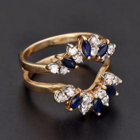 14ct Yellow Gold Sapphire & Diamond Enhancer Ring