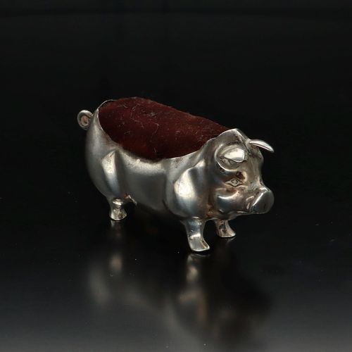 George V Silver Pig Pin Cushion image-1