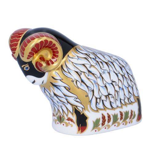 Royal Crown Derby Paperweight of a Ram image-3