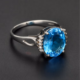 9ct Gold 4.1ct Topaz Diamond Ring