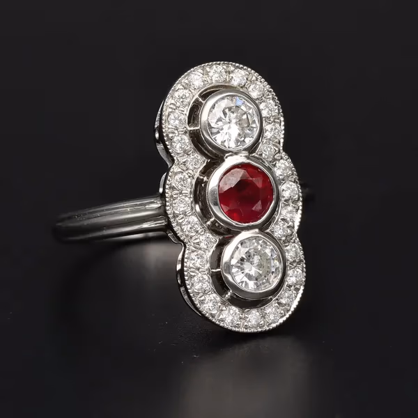 18ct White Gold Ruby and Diamond Dress Ring