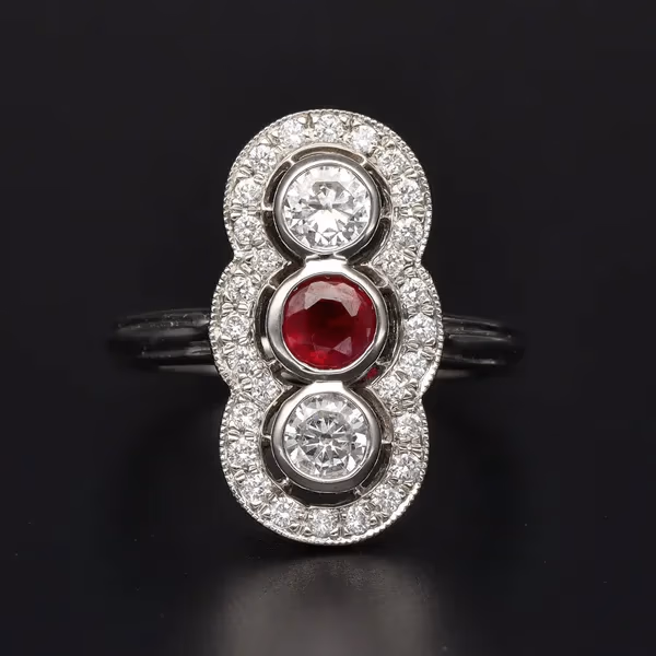 18ct White Gold Ruby and Diamond Dress Ring