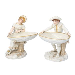 Pair of Worcester Figural Comports