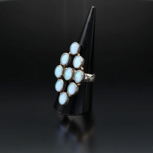 Vintage Sterling Silver and Opal Statement Ring image-6