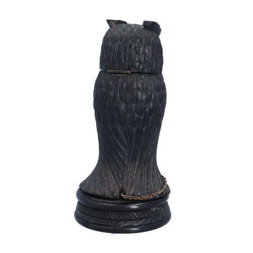 19th Century Irish Bog Oak Owl Inkwell Possibly by C Goggins image-6