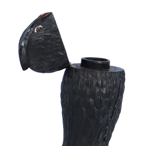 19th Century Irish Bog Oak Owl Inkwell Possibly by C Goggins