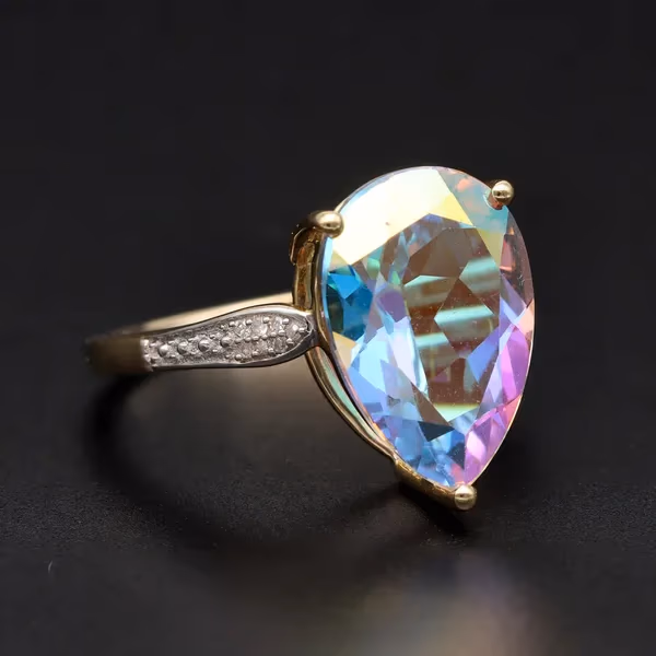 Gold Topaz Diamond Ring