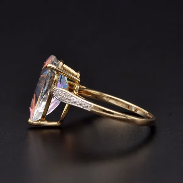 Gold Topaz Diamond Ring