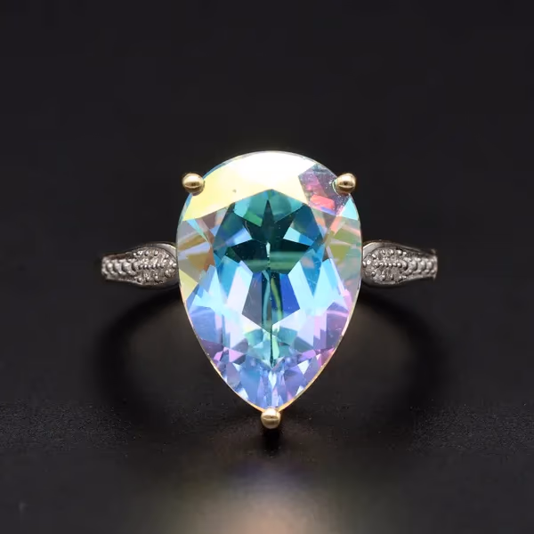 Gold Topaz Diamond Ring