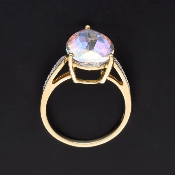 Gold Topaz Diamond Ring