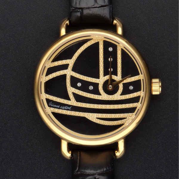 Vivienne Westwood Gold & Black Leather Watch