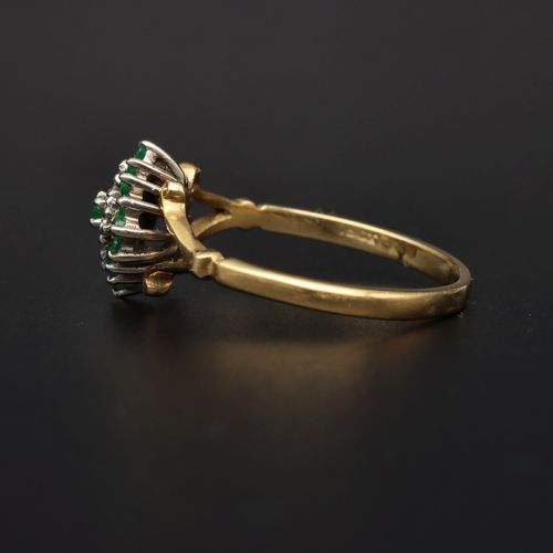 18ct Gold Emerald and Diamond Cluster Ring image-3