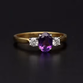18ct Gold Diamond and Amethyst Ring