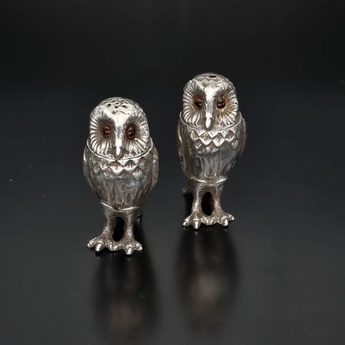 Pair of Elizabeth II Silver Owl Salt and Pepper image-3