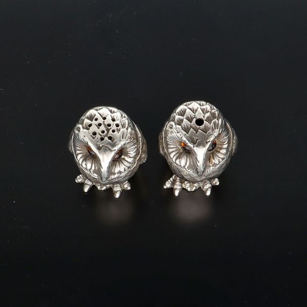 Pair of Elizabeth II Silver Owl Salt and Pepper