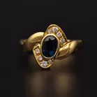 18ct Gold Sapphire Retro Ring. London 1980