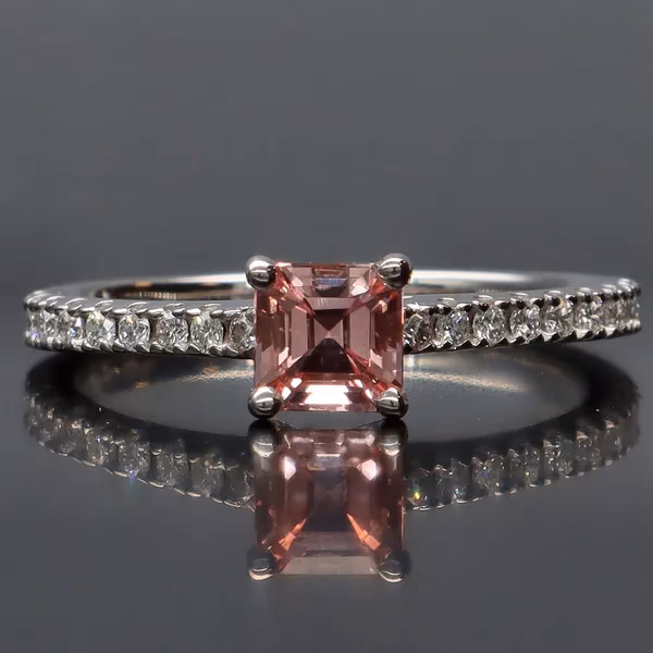 18ct White Gold Pink Sapphire and Diamonds Ring