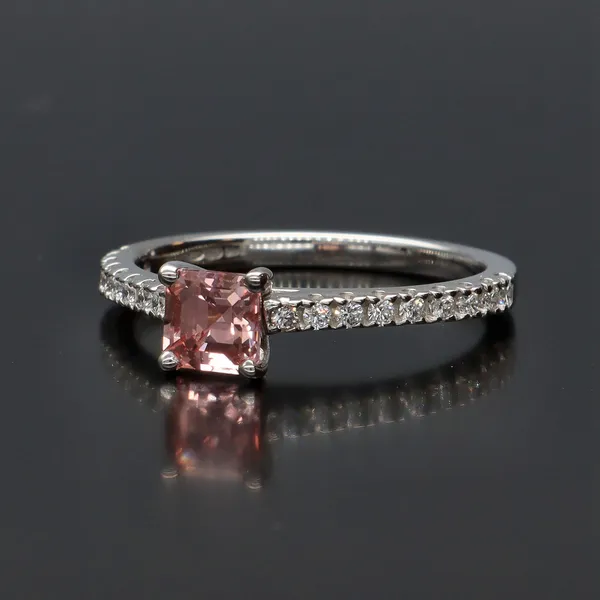 18ct White Gold Pink Sapphire and Diamonds Ring