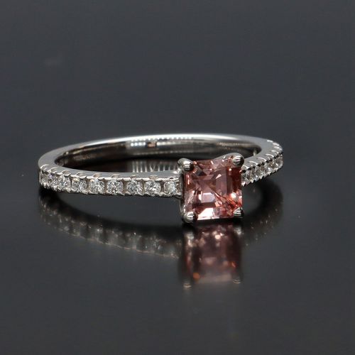 18ct White Gold Pink Sapphire and Diamonds Ring image-1