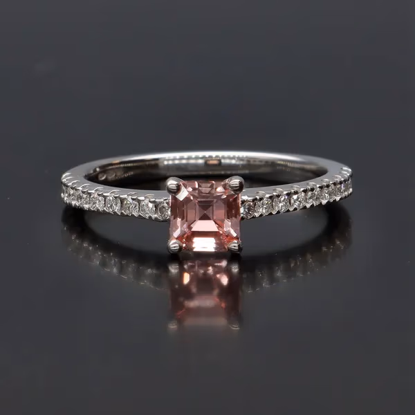18ct White Gold Pink Sapphire and Diamonds Ring