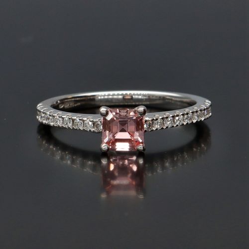 18ct White Gold Pink Sapphire and Diamonds Ring image-2
