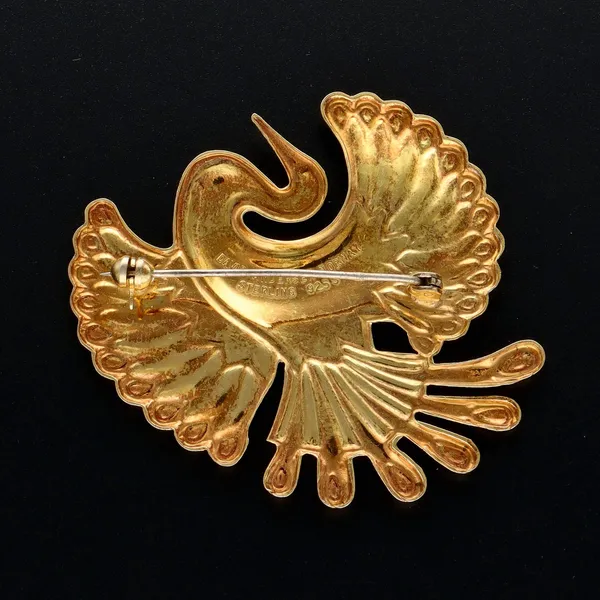 Norwegian Sterling Silver & Enamel Bird Of Paradise Brooch
