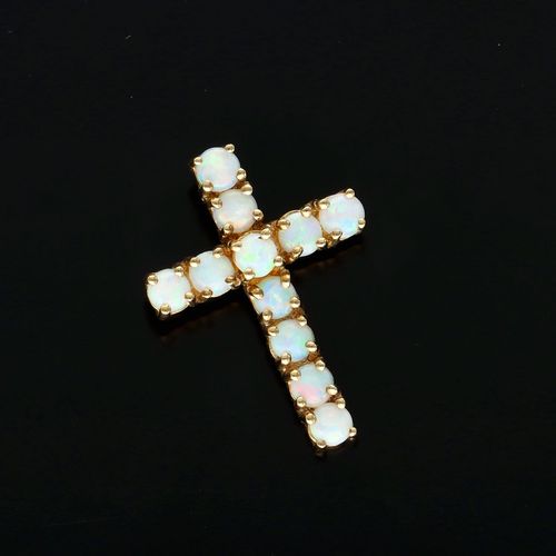 Vintage 9ct Gold Opal Cross image-1