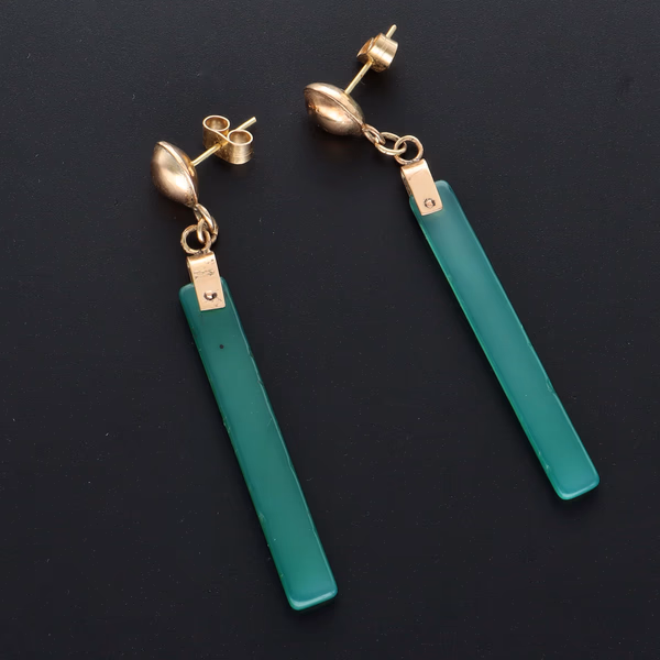 18ct Yellow Gold & Jade Drop Earrings