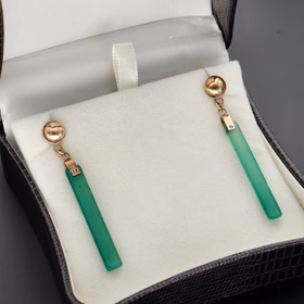 18ct Yellow Gold & Jade Drop Earrings