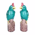 Chinese 20th Century Pair of Porcelain Parrots
