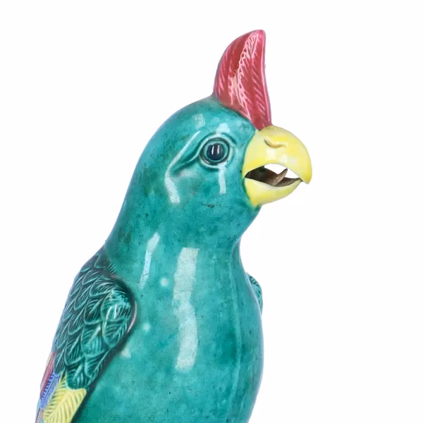 Chinese 20th Century Pair of Porcelain Parrots