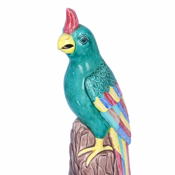 Chinese 20th Century Pair of Porcelain Parrots